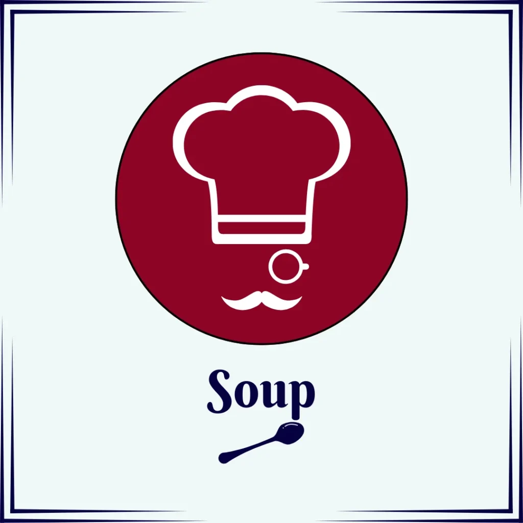 Image with cook icon and text: soup