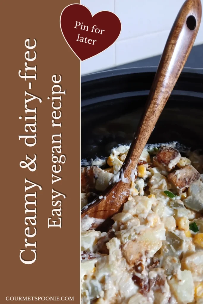 Close-up of creamy vegan potato salad.