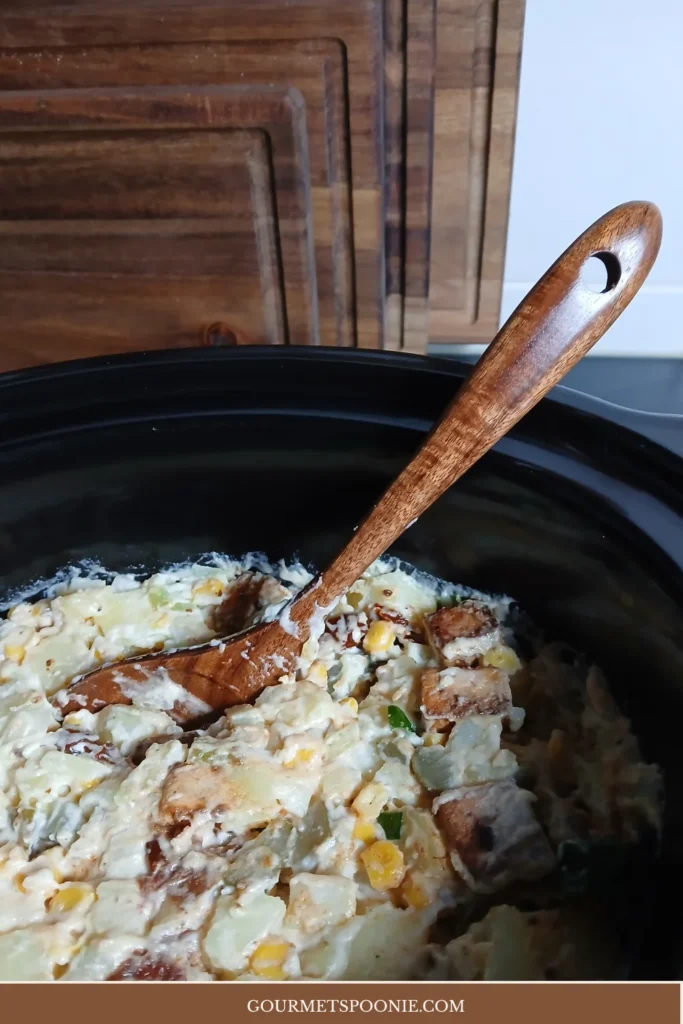 quick vegan potato salad in a serving bowl.