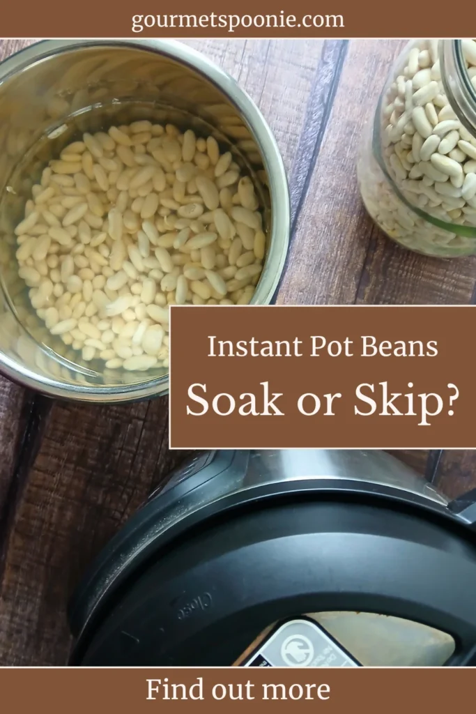 dried navy beans soaking in water in Instant Pot insert showing soaking method