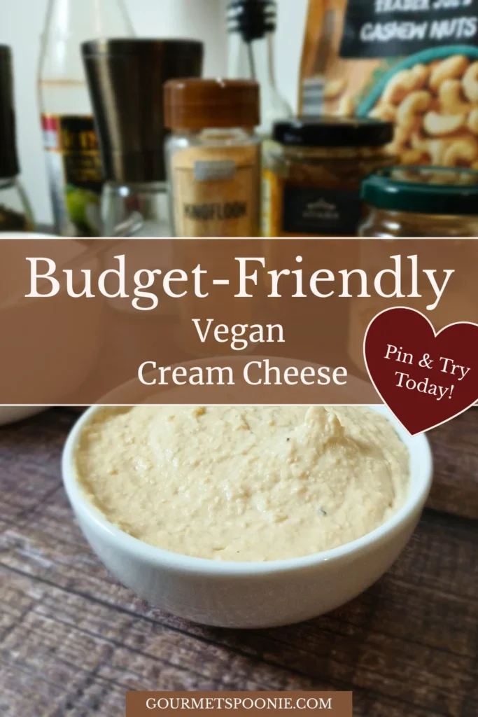 Pantry ingredients and finished vegan cream cheese made with white beans