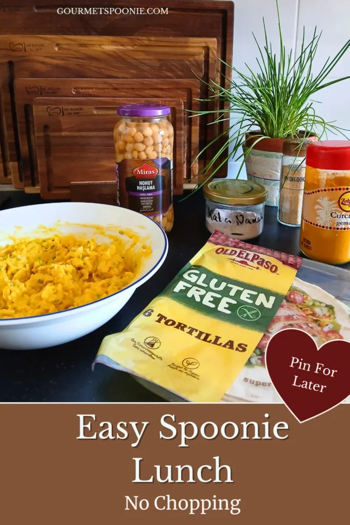 Easy spoonie-friendly vegan egg salad made with chickpeas.